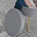 easycomfort easycomfort sgabello rotondo con vano contenitore in tessuto grigio e oro 36x36x45cm