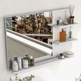 easycomfort easycomfort specchio da bagno a parete con 2 ripiani laterali e ripiano inferiore in mdf e vetro 75x10x48 cm bianco