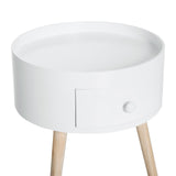 easycomfort easycomfort tavolino da salotto moderno in legno tavolino rotondo con cassetto tavolino da caffe per soggiorno e camera bianco ean 8054111846318