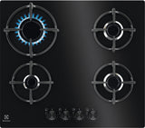 Plaque de cuisson à gaz 4 brûleurs Electrolux série 600 EGG64272K (L 59 x P 52 cm) en verre noir