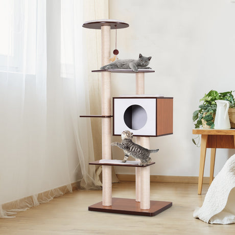 immagine-1-easycomfort-easycomfort-albero-per-gatti-con-cuccia-e-pali-in-corda-e-sisal-marrone-e-beige-50-x-55-x-153cm-ean-8055776910178
