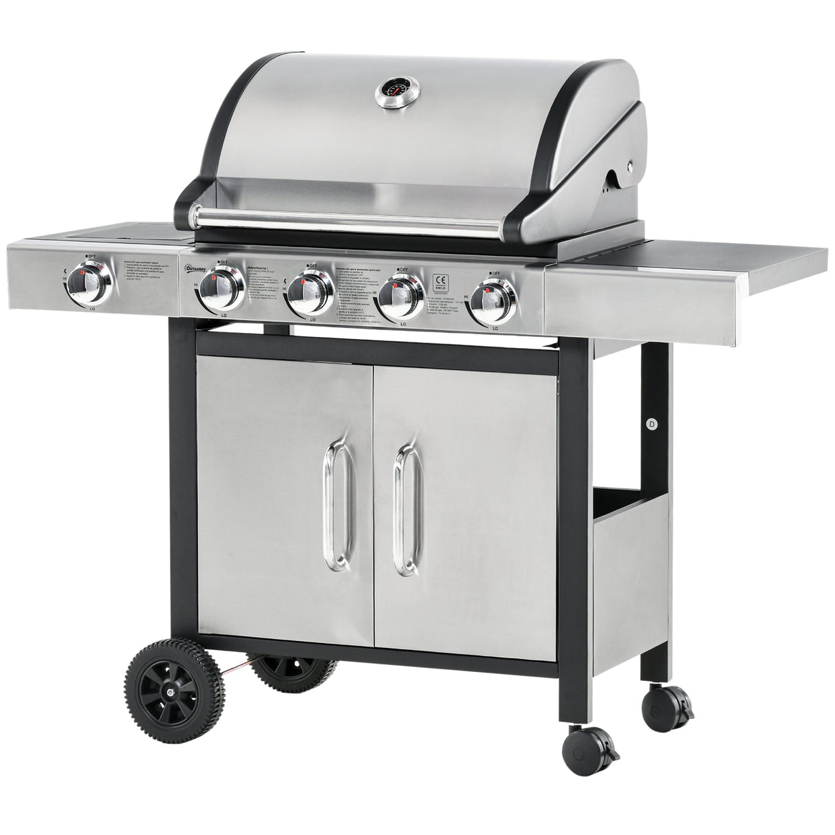 immagine-1-easycomfort-easycomfort-barbecue-gas-con-coperchio-e-5-bruciatori-totali-da-15-2kw-termometro-mensola-e-4-ruote-128x50x113cm-nero-e-acciaio