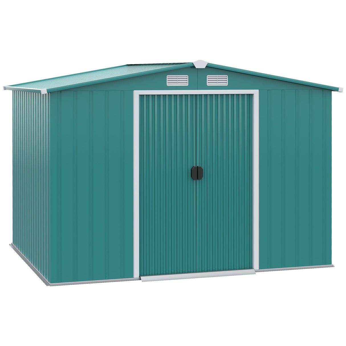 immagine-1-easycomfort-easycomfort-casetta-da-giardino-porta-utensili-in-lamiera-di-acciaio-con-porte-scorrevoli-260x206x179-cm-verde
