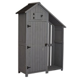 immagine-1-easycomfort-easycomfort-casetta-porta-attrezzi-da-giardino-in-legno-di-abete-impermeabile-con-ripiani-e-legnaia-grigia-129x51-5x180cm-ean-8055776911342