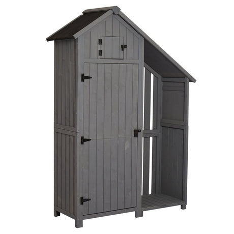immagine-1-easycomfort-easycomfort-casetta-porta-attrezzi-da-giardino-in-legno-di-abete-impermeabile-con-ripiani-e-legnaia-grigia-129x51-5x180cm-ean-8055776911342