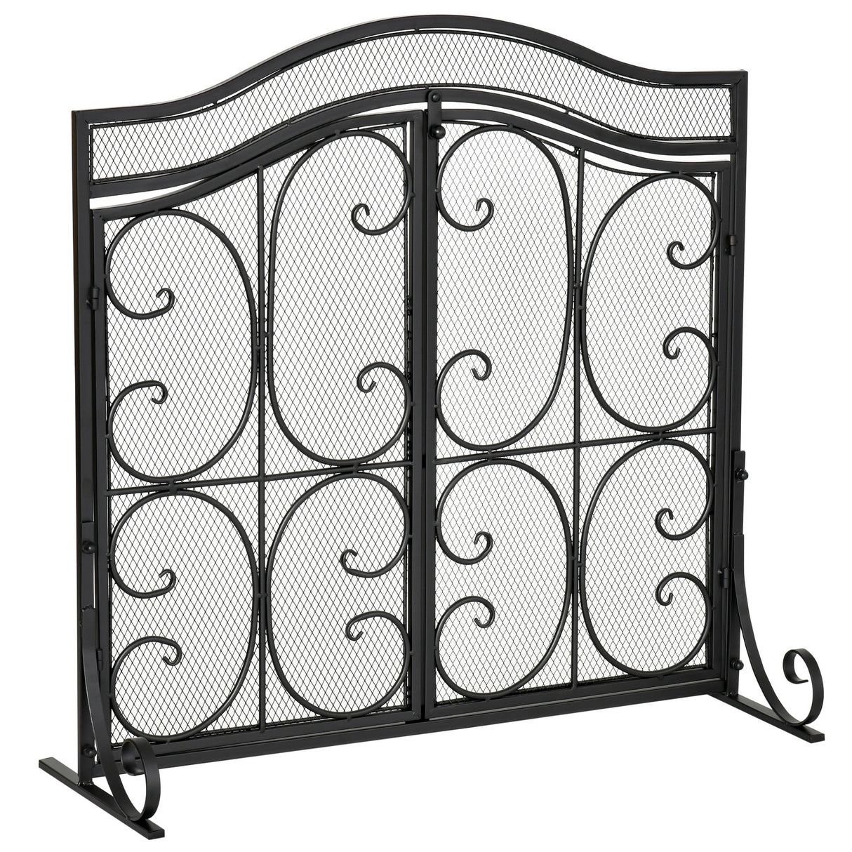 immagine-1-easycomfort-easycomfort-parascintille-per-camino-in-metallo-con-2-porte-chiusura-a-clip-88x30x89cm-nero