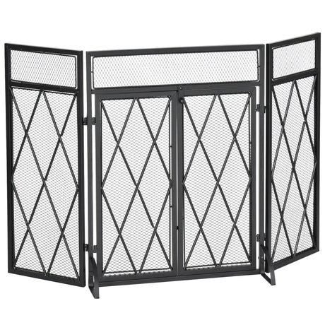 immagine-1-easycomfort-easycomfort-parascintille-per-camino-in-metallo-con-3-pannelli-pieghevoli-e-2-porte-120x11-5x79cm-nero