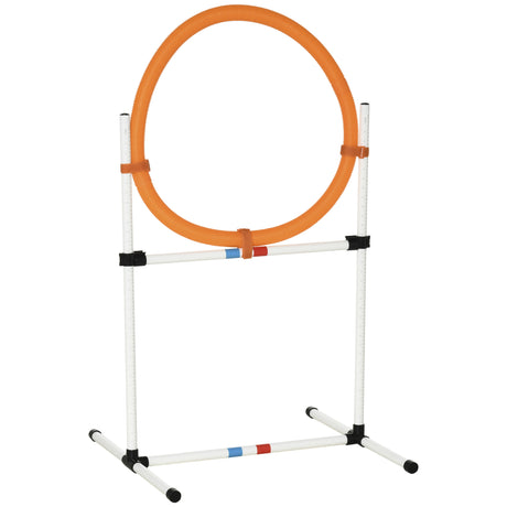 immagine-1-easycomfort-easycomfort-set-agility-dog-portatile-con-anello-e-sbarra-multiuso-e-salvaspazio-con-borsa-da-trasporto-inclusa-74-5x66x91cm-bianco-e-arancione