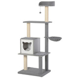 immagine-1-easycomfort-easycomfort-tiragraffi-per-gatti-multi-attivita-morbido-con-cuccia-palla-cestino-sospeso-in-sisal-peluche-grigio-61x49x160-5cm-ean-8054144135533