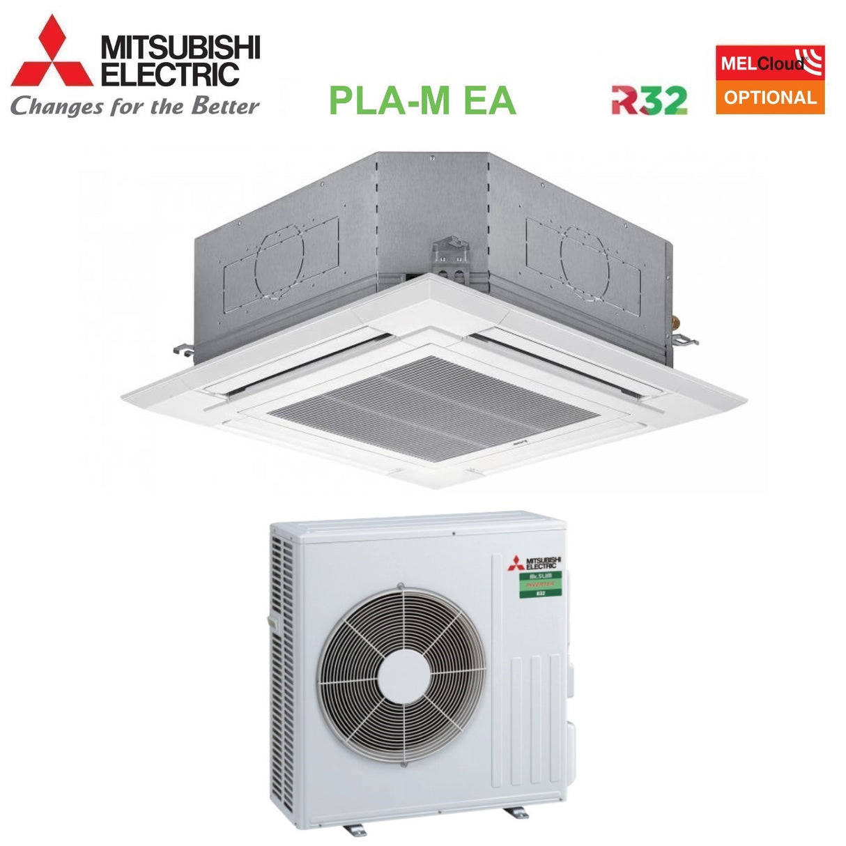 immagine-1-mitsubishi-electric-climatizzatore-condizionatore-mitsubishi-electric-cassetta-90x90-a-4-vie-24000-btu-pla-m71ea-suz-m71va-r-32-wi-fi-optional-con-griglia-inclusa