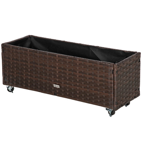 immagine-2-easycomfort-easycomfort-fioriera-rialzata-in-rattan-sintetico-con-4-ruote-bloccabili-94-5x31x36cm-grigio