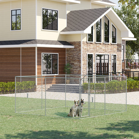 immagine-2-easycomfort-easycomfort-kennel-per-cani-da-esterno-a-maglie-con-porta-con-blocco-in-acciaio-400x400x182cm-argento