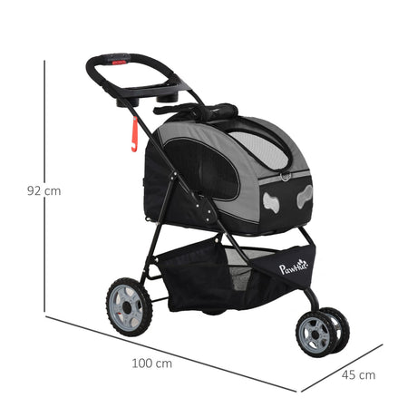 immagine-2-easycomfort-easycomfort-passeggino-pieghevole-per-cani-e-gatti-con-trasportino-staccabile-nero-e-grigio