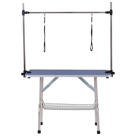 immagine-2-easycomfort-easycomfort-tavolo-da-toelettatura-per-cani-e-gatti-con-barra-in-acciaio-regolabile-e-vassoio-porta-attrezzi-107-x-60-x-170cm-ean-8054144137957