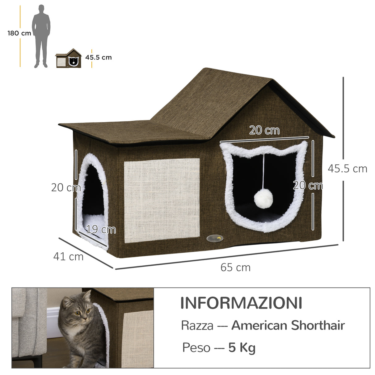 immagine-3-easycomfort-easycomfort-casetta-per-gatti-con-2-porte-pallina-da-gioco-cuscino-e-tappetino-tiragraffi-65x41x45-5-cm