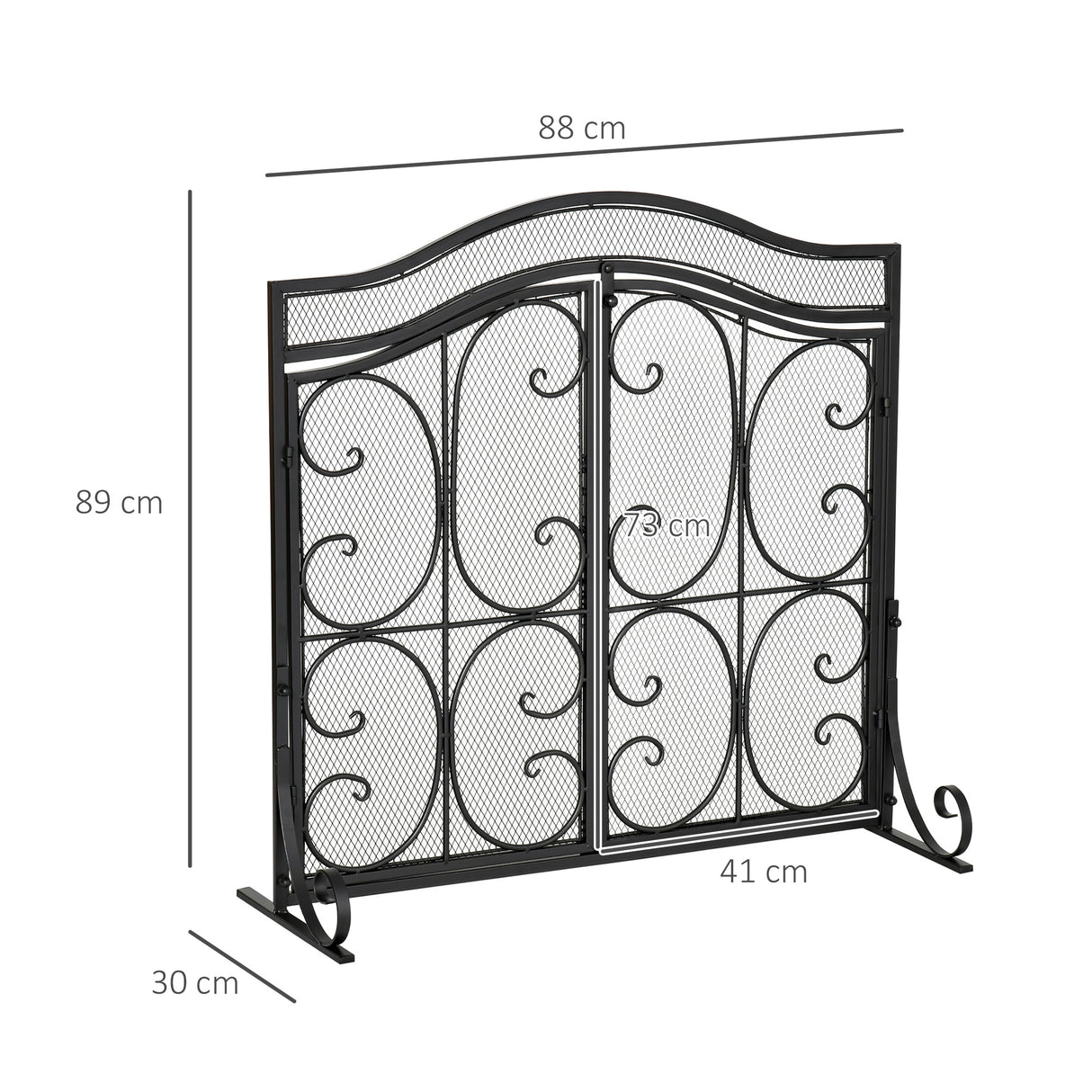 immagine-3-easycomfort-easycomfort-parascintille-per-camino-in-metallo-con-2-porte-chiusura-a-clip-88x30x89cm-nero