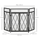 immagine-3-easycomfort-easycomfort-parascintille-per-camino-in-metallo-con-3-pannelli-pieghevoli-e-2-porte-120x11-5x79cm-nero