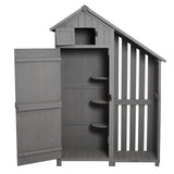 immagine-4-easycomfort-easycomfort-casetta-porta-attrezzi-da-giardino-in-legno-di-abete-impermeabile-con-ripiani-e-legnaia-grigia-129x51-5x180cm-ean-8055776911342