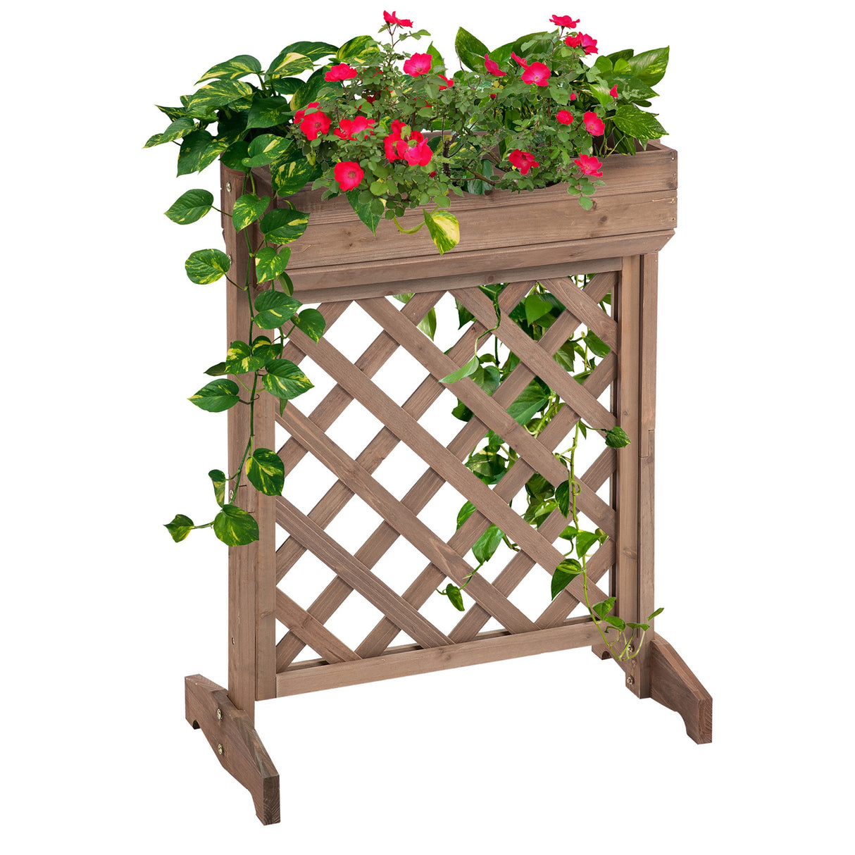 immagine-4-easycomfort-easycomfort-fioriera-da-esterno-rialzata-con-traliccio-per-rampicanti-scaffale-porta-piante-da-interno-in-legno-68x30x85-5cm-ean-8054144131030