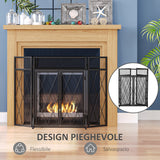 immagine-5-easycomfort-easycomfort-parascintille-per-camino-in-metallo-con-3-pannelli-pieghevoli-e-2-porte-120x11-5x79cm-nero