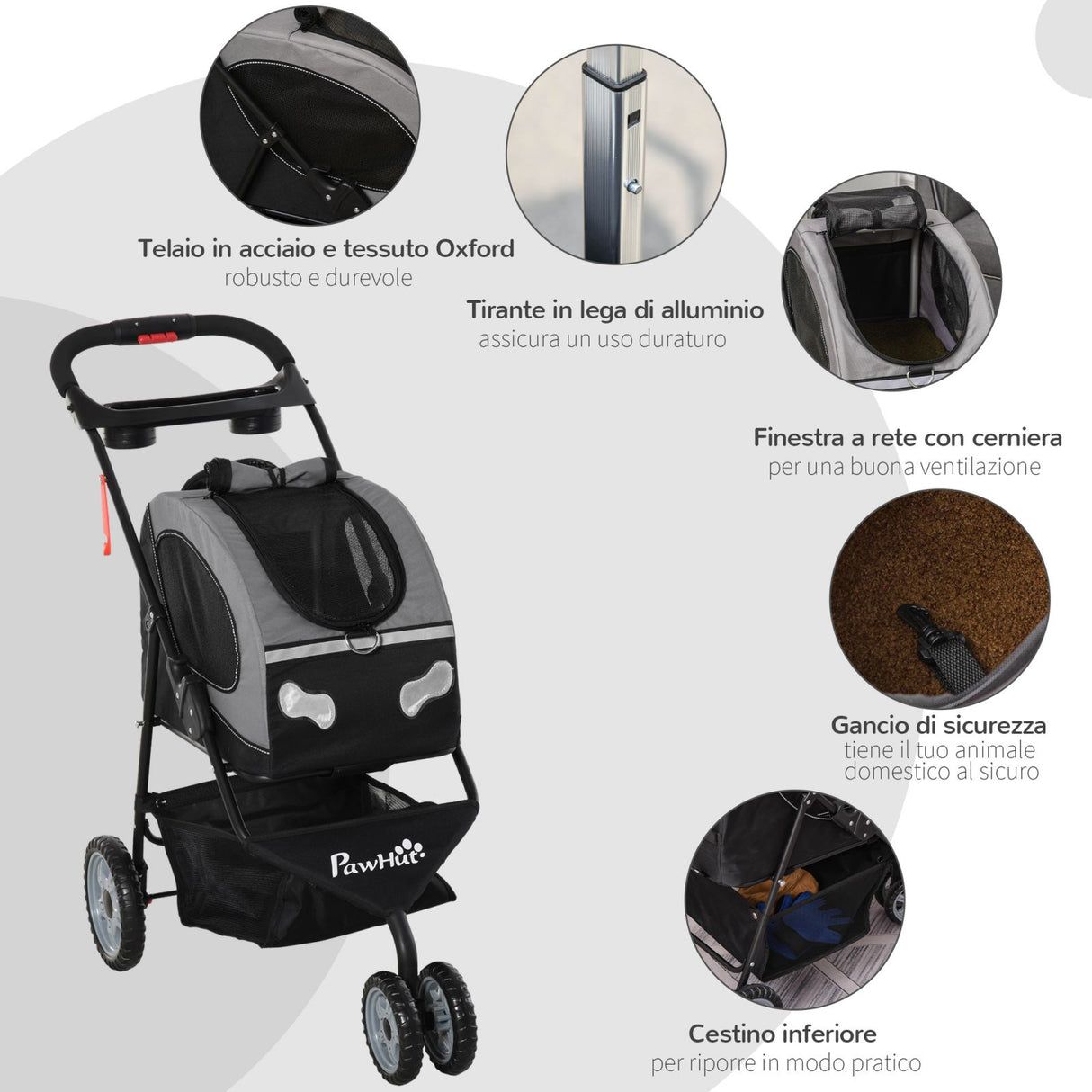 immagine-6-easycomfort-easycomfort-passeggino-pieghevole-per-cani-e-gatti-con-trasportino-staccabile-nero-e-grigio